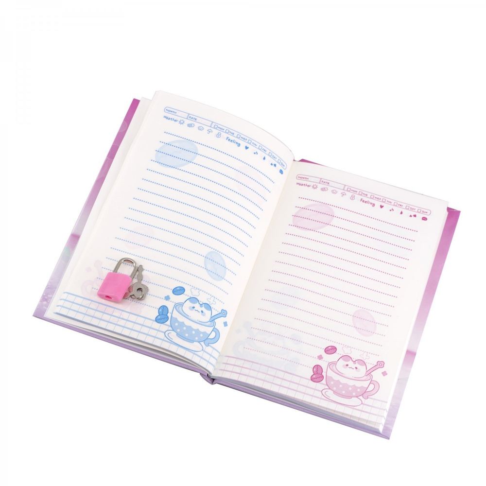 Блокнот в футляре, 14,5 см * 20,5 см, 7БЦ, Alingar, ламинация, замочек, линия, 45 л., "Домик среди роз", розовый