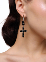 Серьги "Black Cross" из черного агата Silver