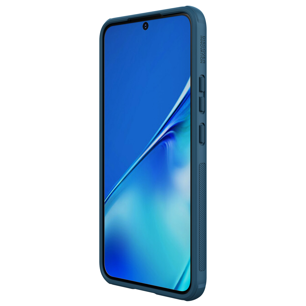 Усиленный чехол синего цвета от Nillkin для Samsung Galaxy S22+ Плюс, серия Super Frosted Shield Pro