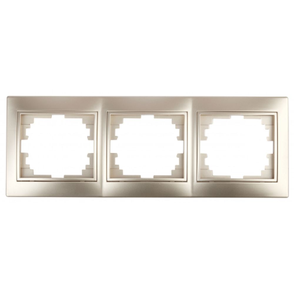 Рамка для розеток и выключателей Intro Plano 1-503-04 на 3 поста горизонтальная, СУ, шампань