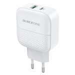 Зарядное устройство Borofone BA46A PD18W+QC3.0 3A Type-C+USB White