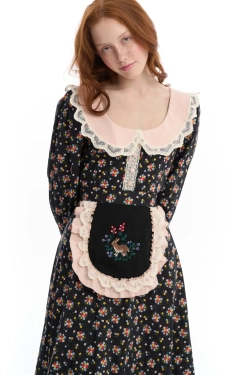 Фартук с кроликом черный