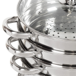 Мантоварка нерж, 26 см, 7 л, 4 секц, Daniks, крышка стекло, индукц, металл ручки, глянец, SD-S26-4