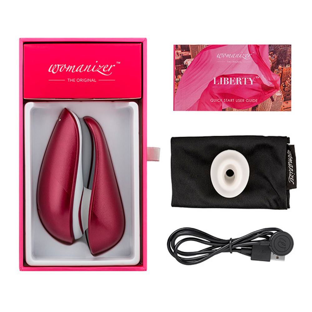 Красный бесконтактный клиторальный стимулятор 10,4см Womanizer Liberty Clitoral Stimulator Red Wine WZ11CL0200