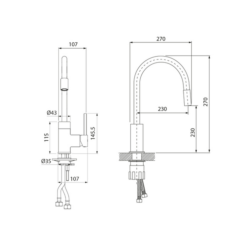 Смеситель для кухни 35к IDDIS K36BNJ0i05 "Kitchen 360" гибкий силиконовый излив, САТИН