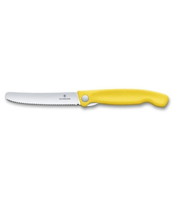 Нож для овощей VICTORINOX SwissClassic, складной, лезвие 11 см с волнистой кромкой, жёлтый (6.7836.f8b)