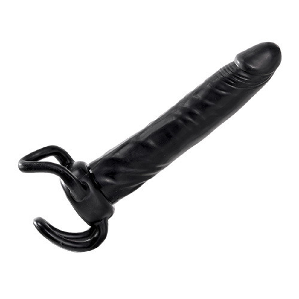 Чёрная насадка-фаллос для двойного проникновения INFLATABLE DILDO SLIM DONG  - 13,5 см.