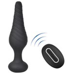 Анальная вибропробка Cob со спиралевидным рельефом с беспроводным пультом (Цвет: черный)
