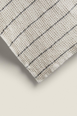 ZARA HOME ПОЛОСАТОЕ КУХОННОЕ ПОЛОТЕНЦЕ, СЕРОВАТЫЙ
