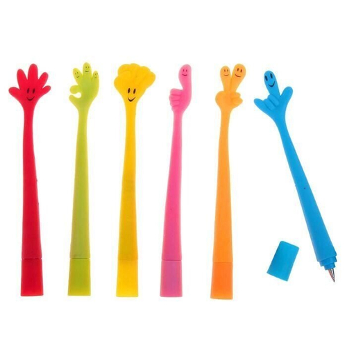 Ручка шариковая-прикол "Жест" гнущийся на подставке, в ассортименте