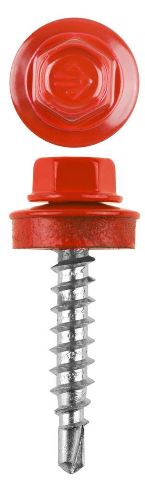 Саморезы СКД кровельные, RAL 3003 рубиново-красный, 29 х 4.8 мм, 400 шт, для деревянной обрешетки, ЗУБР Профессионал