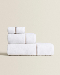 ZARA HOME ПОЛОТЕНЦЕ ДЛЯ ВАННОЙ С ВЫШИВКОЙ, БЕЖЕВЫЙ