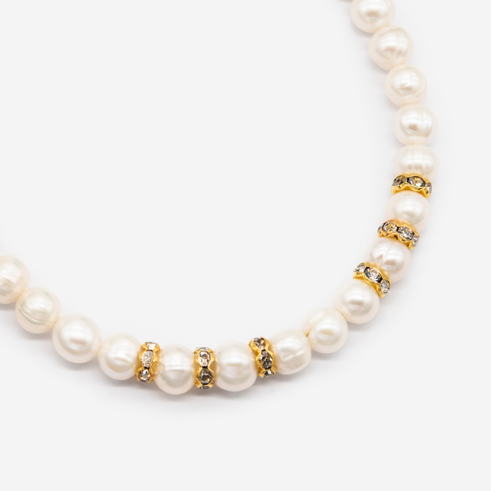 рс-15з Разделители для бусин, 6мм, стразы (10шт), цвет золото