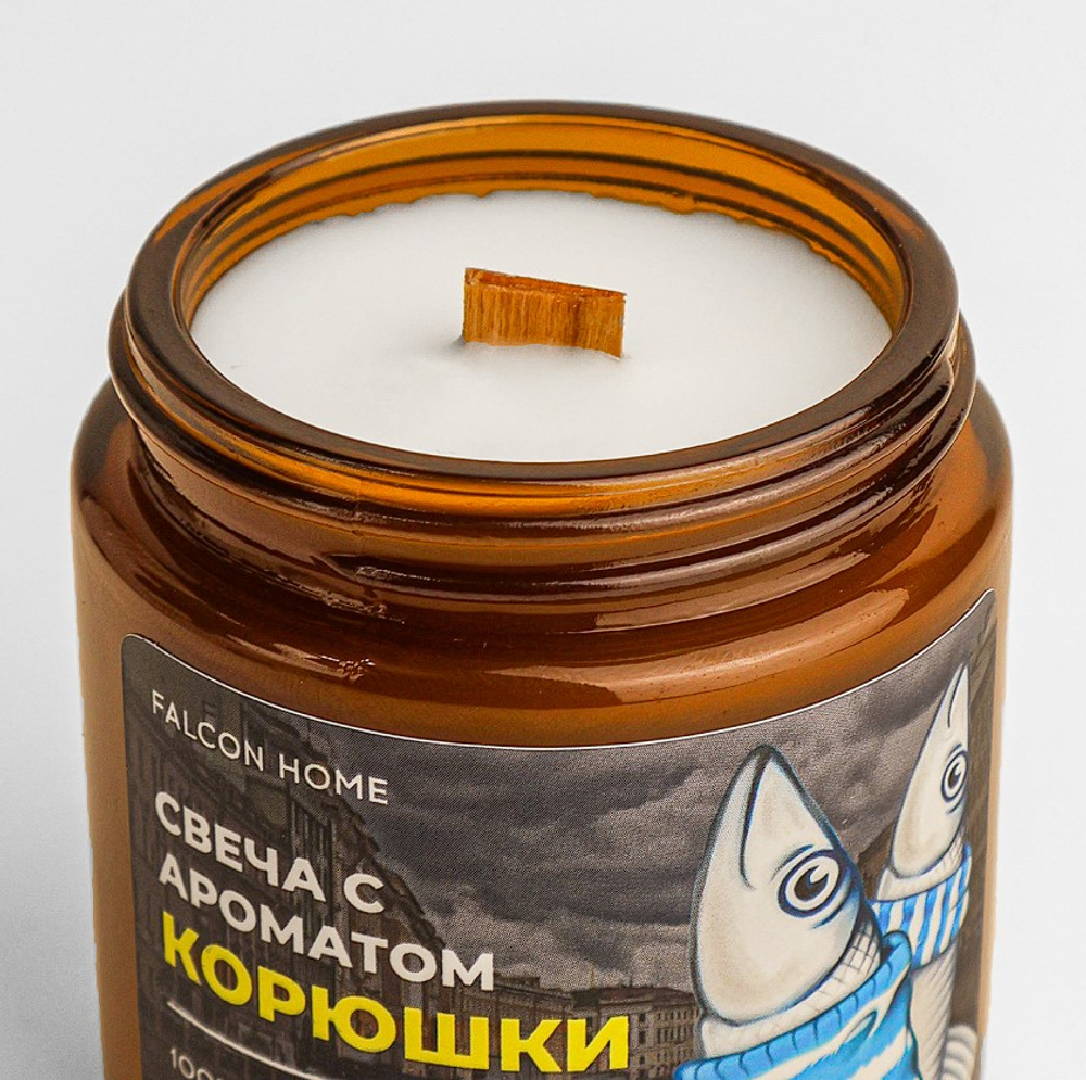 Ароматическая свеча из соевого воска «Корюшка» (120 мл)