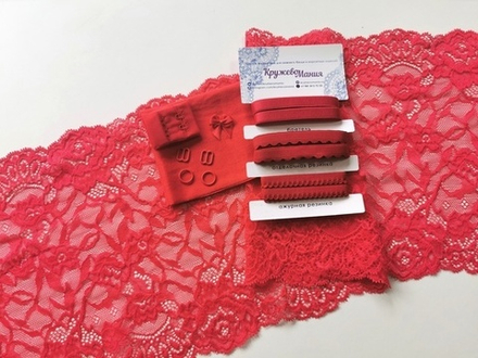 Набор 1. Минимальный: для пошива бра без каркасов и трусиков. Красный (алый) EK-1026