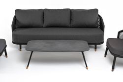 "Верона" лаунж-зона 5-местная плетеная из роупа (веревки), каркас алюминиевый темно-серый, роуп темно-серый