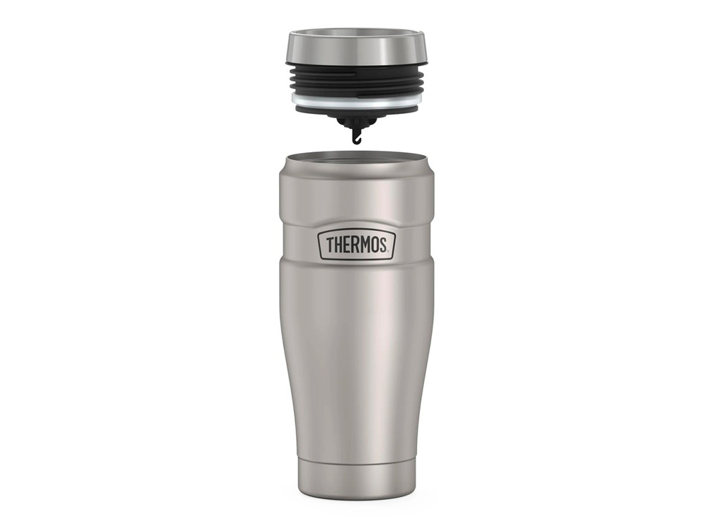 Термос для напитков (термокружка) THERMOS KING SK-1005 MS 0.47L, нержавеющая сталь, клапан, крышка-пробка, цвет стальной