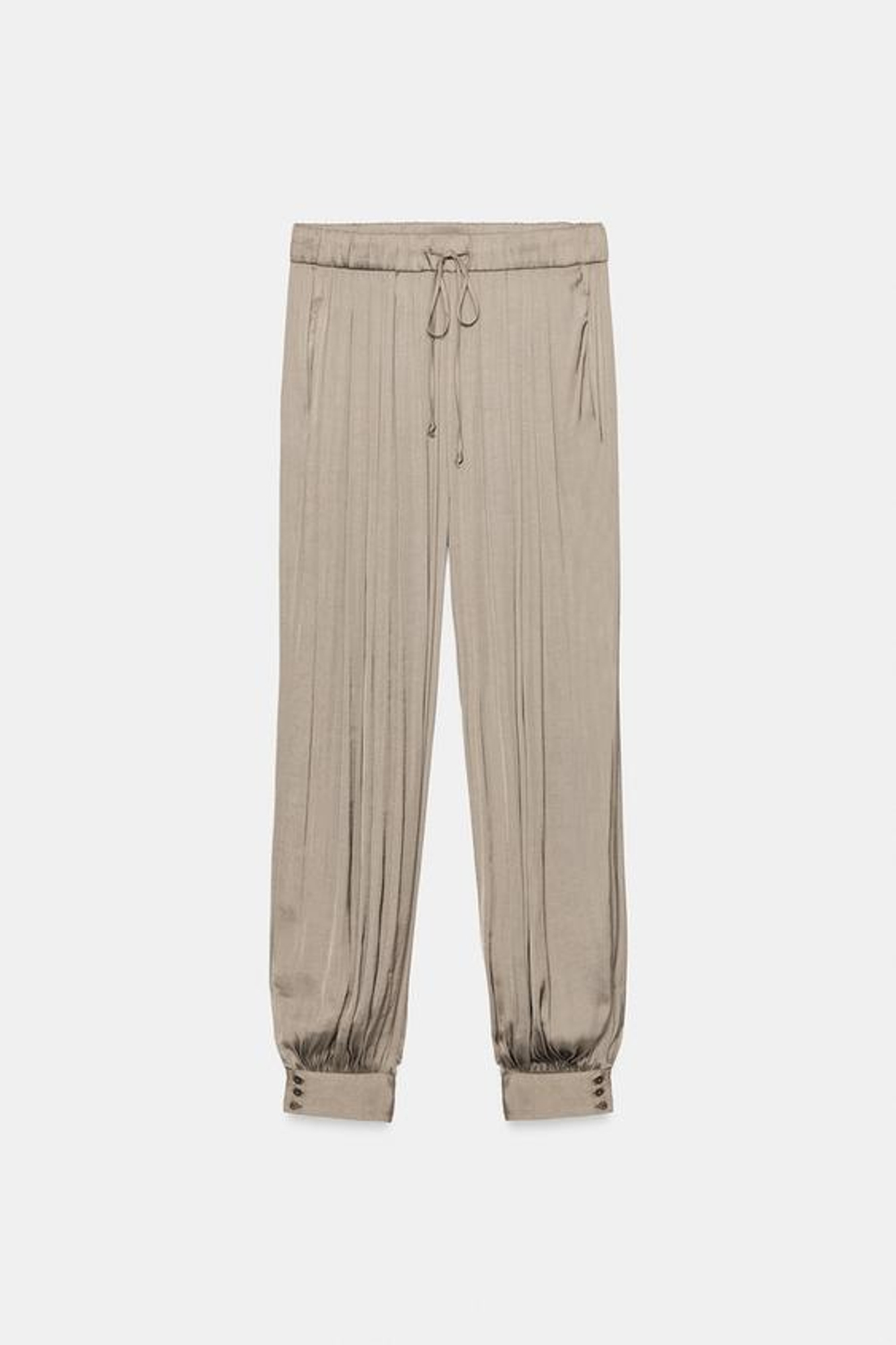 ZARA АТЛАСНЫЕ БРЮКИ-БАЛЛОНЫ — ZW COLLECTION, СЕРО-КОРИЧНЕВЫЙ