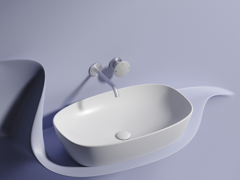 Умывальник чаша накладная овальная (цвет Белый Матовый) Element 610x385x140 мм