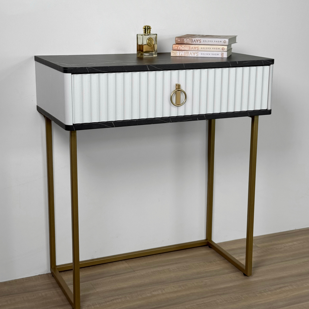 Туалетный столик консоль Royal 5115 эко (Мрамор Неро-Золото-р.золото)