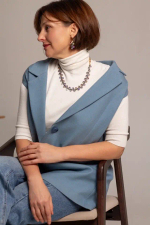 Колье "Деора" серо-голубой чешский хрусталь, оттенок золото