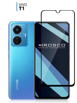 Защитное стекло ROSCO для Vivo T1 оптом (арт. VV-T1-FSP-GLASS-BLACK)