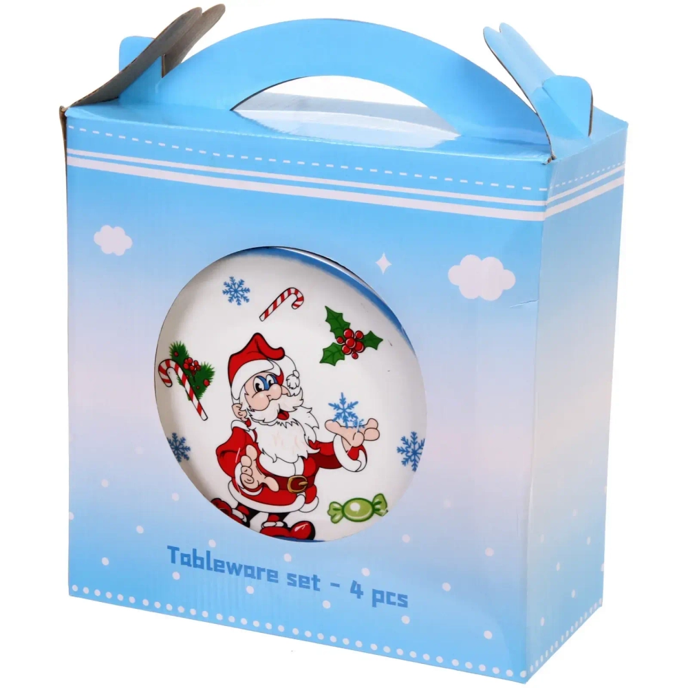 Набор посуды керамической «Дед Мороз» (кружка 330мл+салатник 13см+тарелка 20см+тарелка 25см)