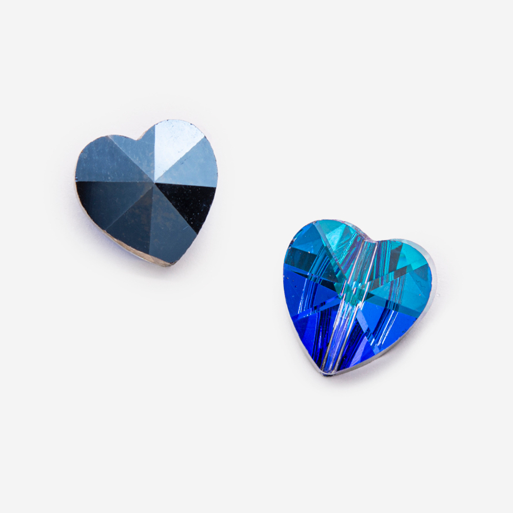 Кристалл-сердце с продольным отверстием оттенок "Электра", 14мм