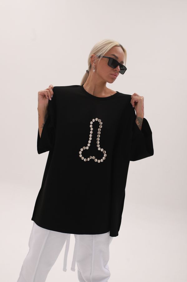 Футболка оверсайз(унисекс) плотная «ПИСЬКА из кнопок»