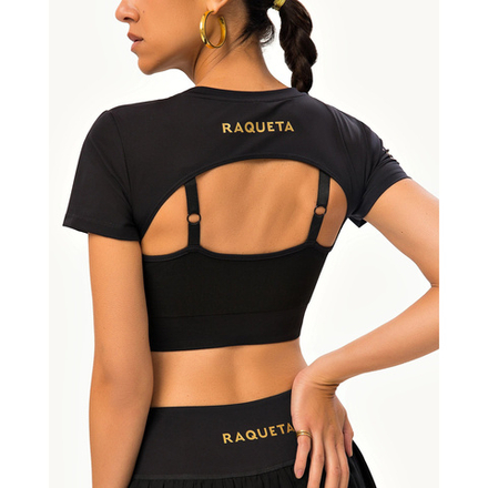 ОДЕЖДА ДЛЯ ТЕННИСА Женская, Топ RAQUETA RASH 23 PAINTED BLACK .