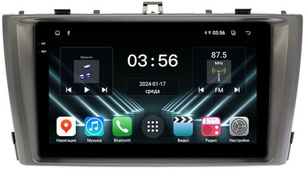 Магнитола для Toyota Avensis T270 2008-2015 (рамка серая) - FarCar DX1224M монитор 9.5" IPS на Android 13, 4+64Гб, CarPlay