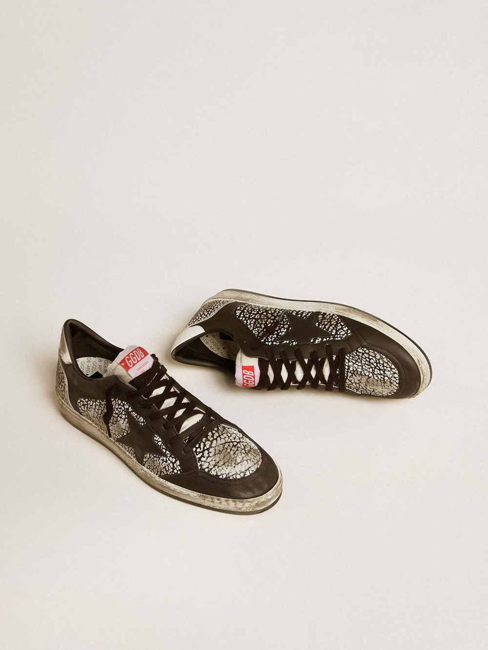 Men’s Ball Star in elephant-print leather with black leather star