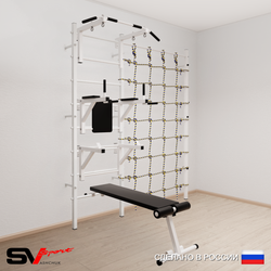 Шведская стенка Sv Sport усиленная 6070 (Турник стандарт/Брусья/Стойка/Скамья/Канатный лаз)