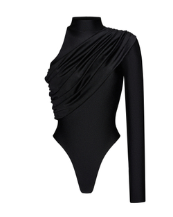 Боди с драпировкой на одно плечо из бифлекса