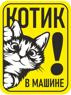 Наклейка на авто надпись с котом