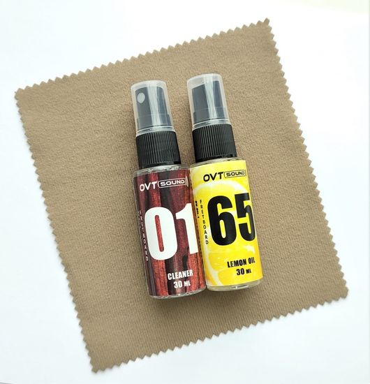 Комплект для ухода за накладкой грифа гитары, масло, очиститель, салфетка, OVTSound OVTSound.Compl-1