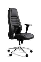 Кресло офисное  Лорд  черная экокожа  алюминий крестовина