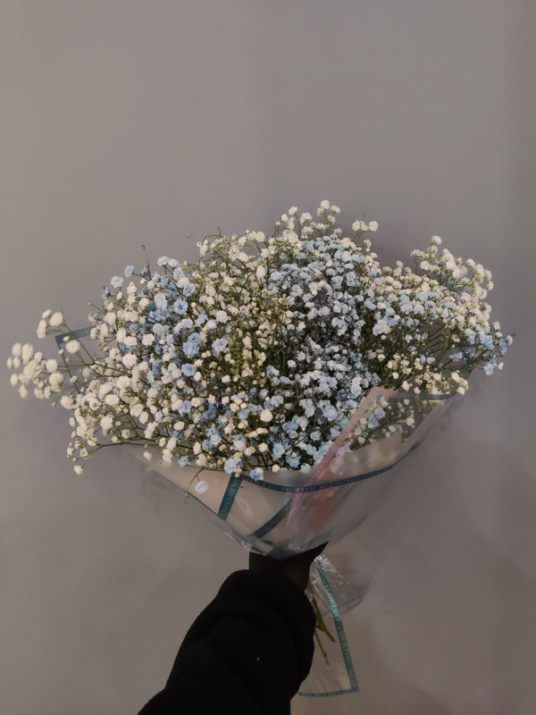 Букет из голубой и белой гипсофилы (9 шт)