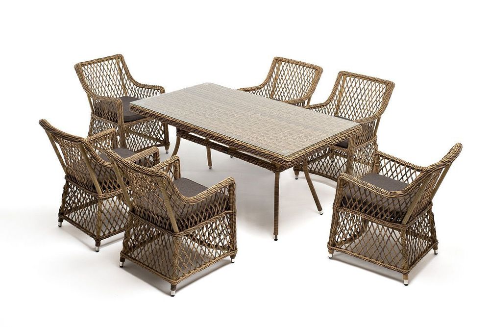 "Латте" обеденная группа плетеная, цвет соломенный