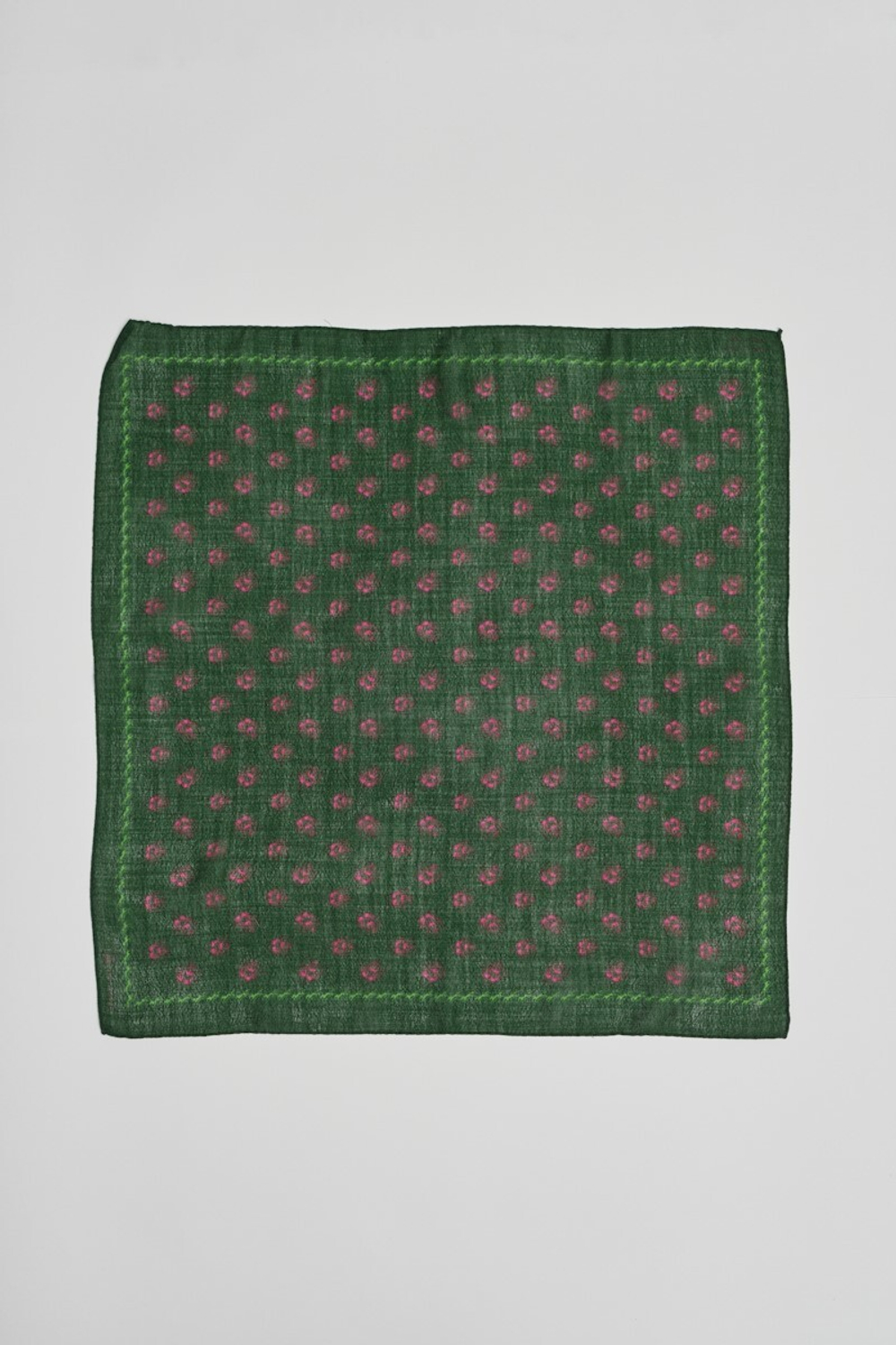 Шерстяной платок Ласточка и тюльпан GREEN 70×70