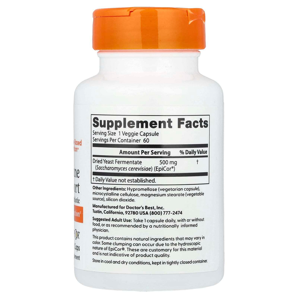 Doctor's Best, Постбиотик для поддержки иммунитета, 500 мг, 60 растительных капсул