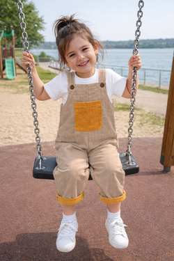 Вельветовый полукомбинезон Светлый Кофе