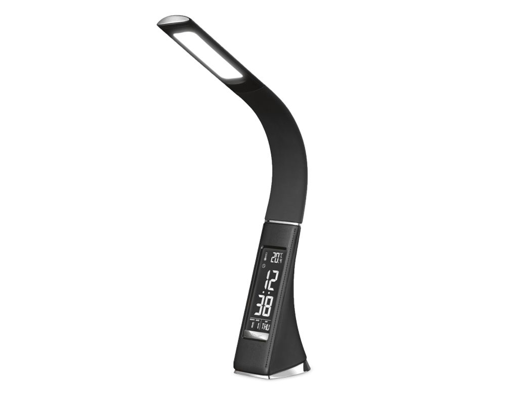Светодиодная настольная лампа с дисплеем DE509 BK черный LED 3000-6400K 6W+LCD 2W