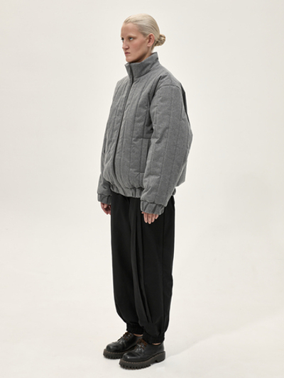 Бомбер стеганый "Брутализм". Серый