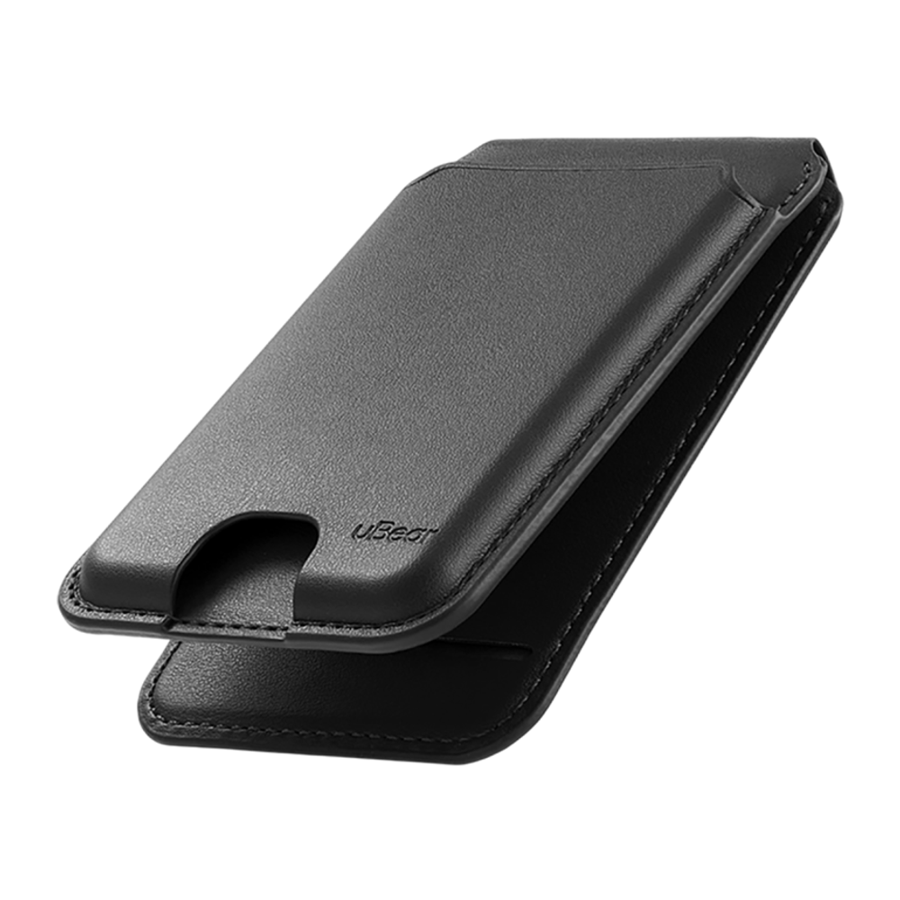 Кожаный чехол-бумажник MagSafe с подставкой uBear Fold Geo Гибридный картхолдер из полиуретановой кожи. Работает с приложением Apple «Локатор». Вмещает до девяти карт