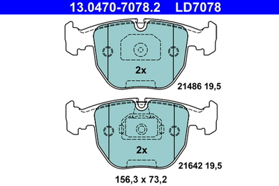 ATE - 13047070782-ATE - Brake Pad Set, disc brake