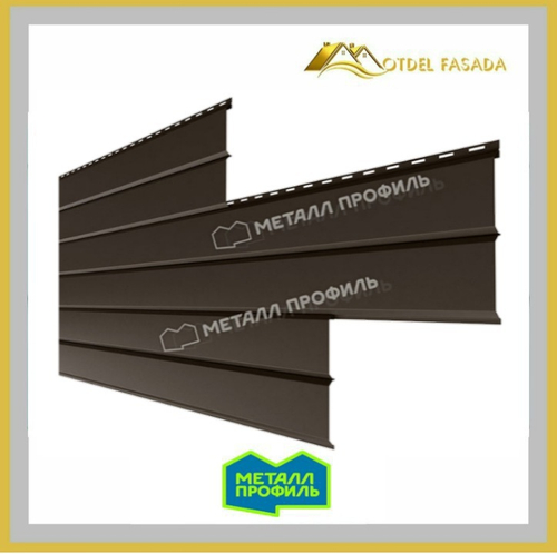 Сайдинг металлический L -Брус Norman MP ПЭ- RR 32 Темно-коричневый 0.5мм