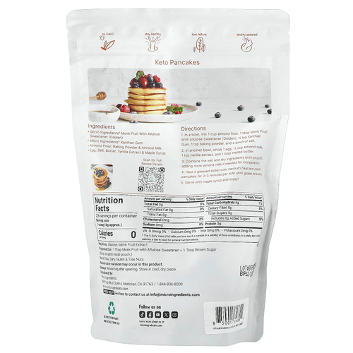 Micro Ingredients, подсластитель из архата с аллюлозой, золотистый, 907 г (2 фунта)