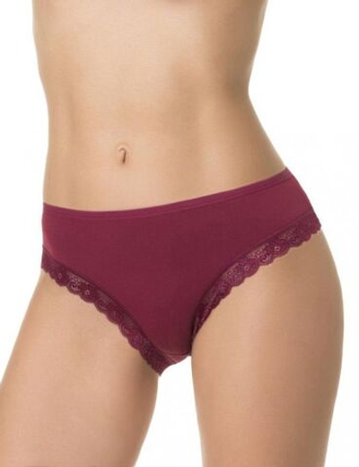 Бамбуковые трусики-слипы с кружевной оторочкой (Размер: XL) (Цвет: бордовый)