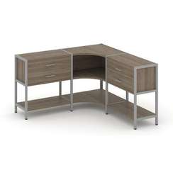 Shelf System Трехсекционный угловой стеллаж двухярусный с ящиками SN.STMU-231 Вяз Благородный/Металл